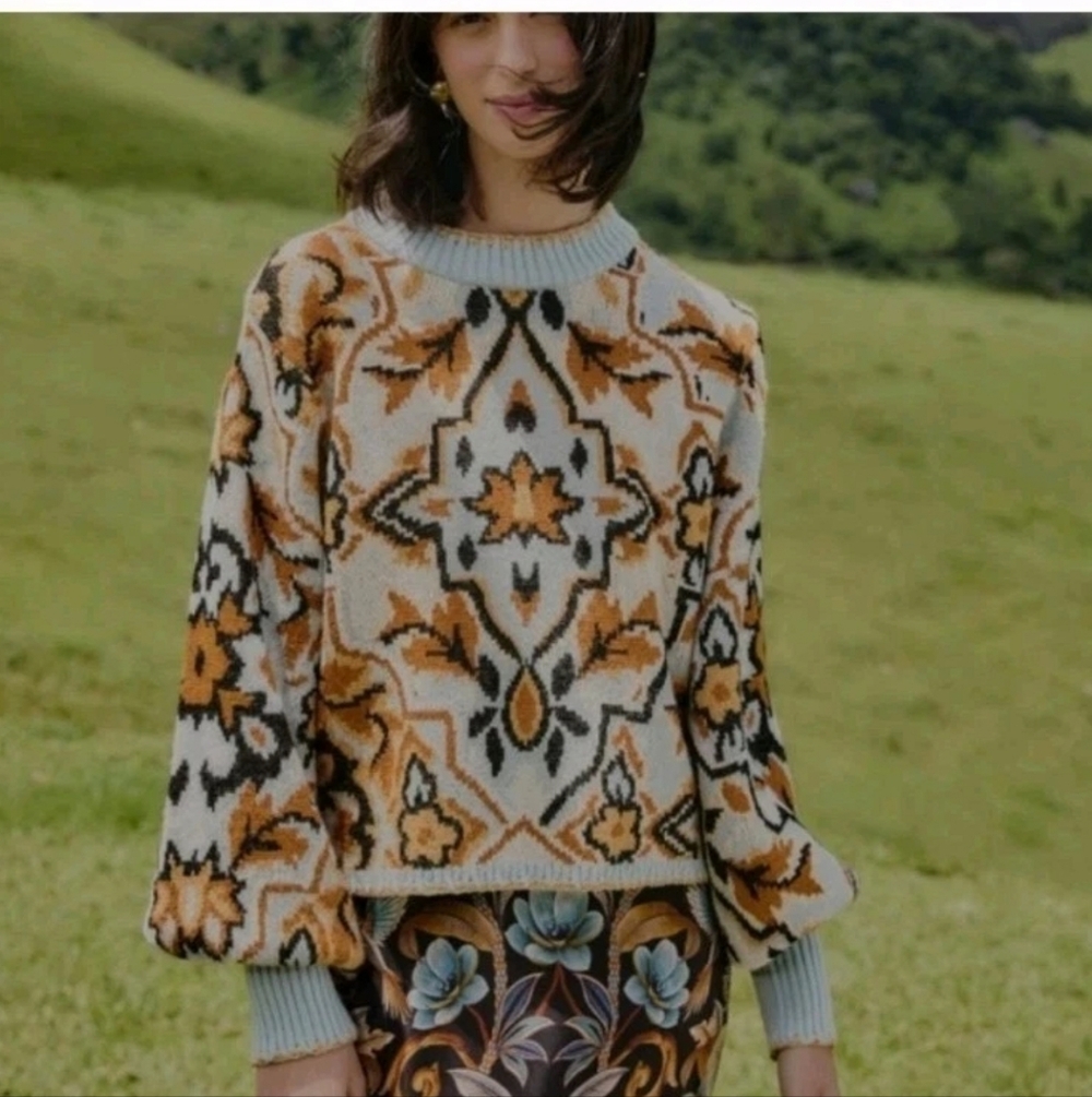 Farm Rio Winter Tapestry Sweater
